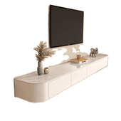 组合 橡胶实木岩板悬空电视柜茶几新款 简约现代悬挂式 电视柜壁挂式