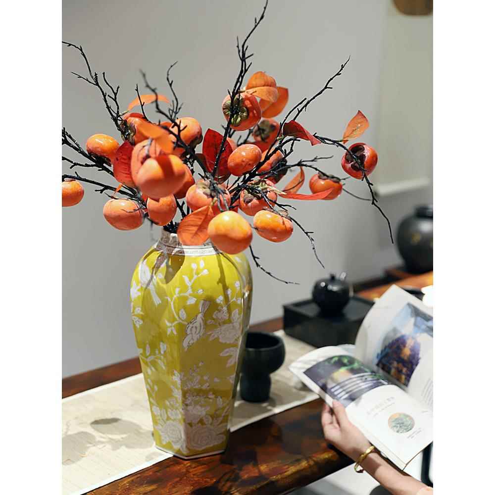 青花瓷六方瓶陶瓷水培瓶干花容器客厅入口家装摆件高温礼品