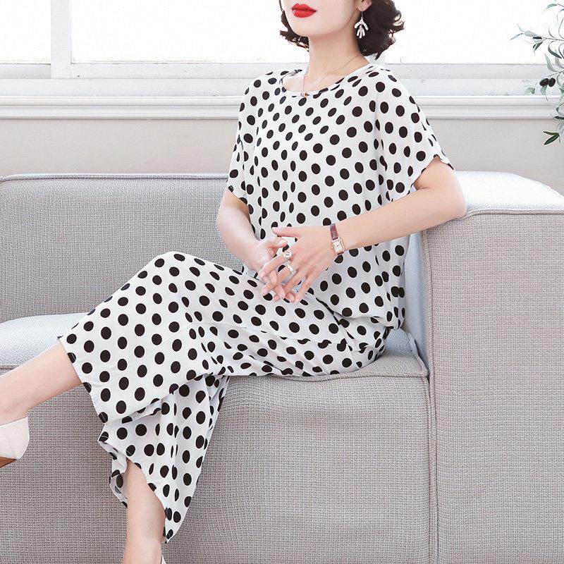特价流行中老年人造棉睡衣女士夏季短袖可外穿妈妈绵绸家居服套装