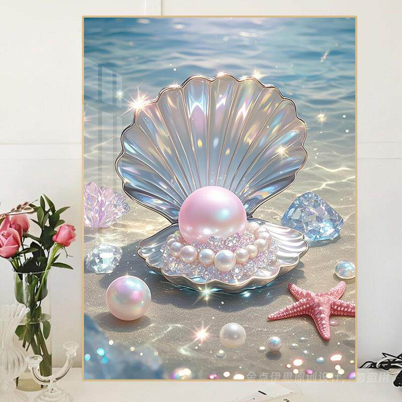 风景钻石画2025新款海边珍珠贝壳5d手工点贴钻十字绣客厅卧室满钻