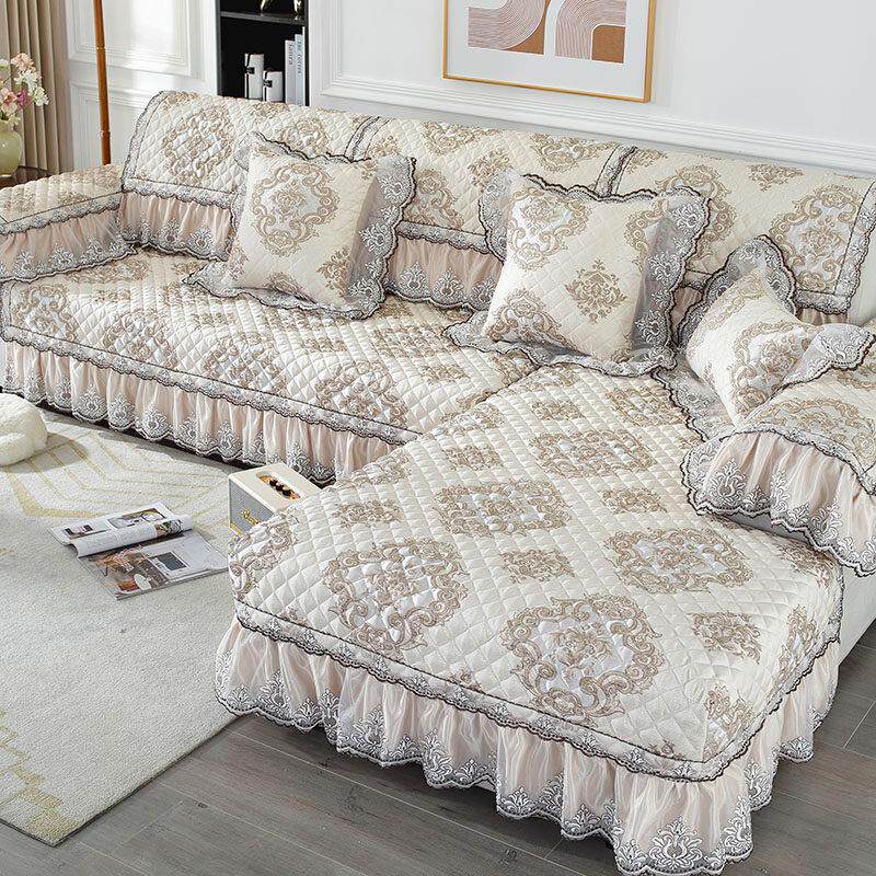 欧式沙发垫四季通用加厚布艺防滑高级感蕾丝沙发套罩全包贵妃定做
