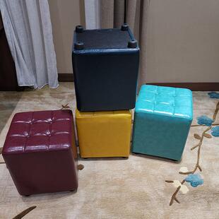 家用客厅小方衣T凳凳换鞋 凳小凳子KV试间GDV实圆木搁脚皮墩子沙发