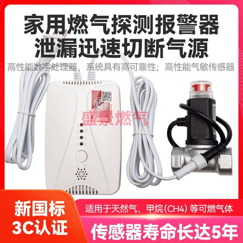 驰诚燃气警报器自动切断阀家用瓦斯泄露厨房燃气泄漏电磁断气阀