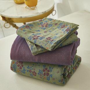 双层纱四件套全棉60色织大提花床上用品被套三件套纯棉四件套