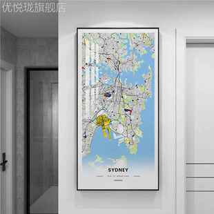 网红定约城制市地画图挂图饰悉尼挂图装武通汉纽客道厅客厅办公室