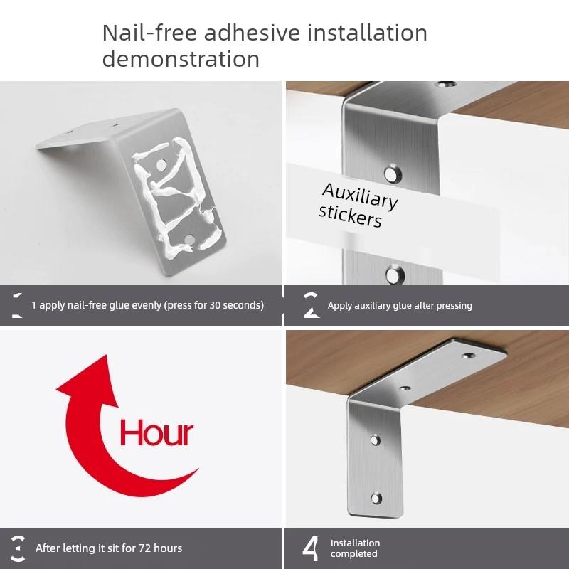 免打孔三角支架支撑架墙上隔板托架书架角码置物不锈钢支架层板托