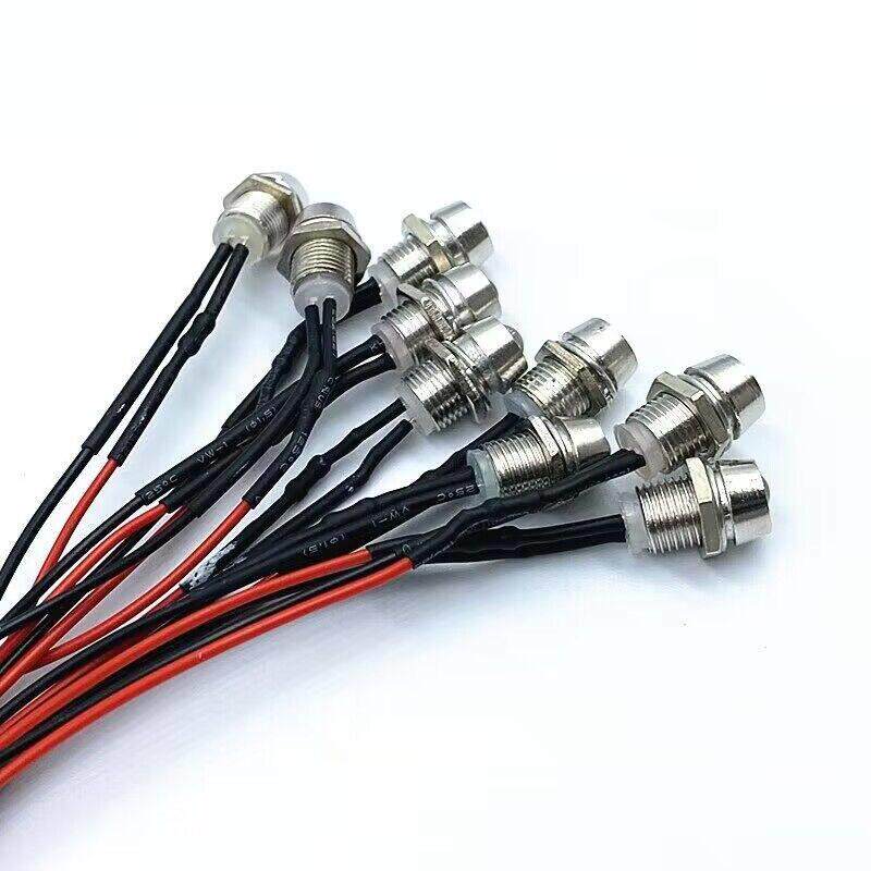 F3 5 8 10mmLED发光二极管3V6V9V12V24V48V带杜帮线插头线长20CM