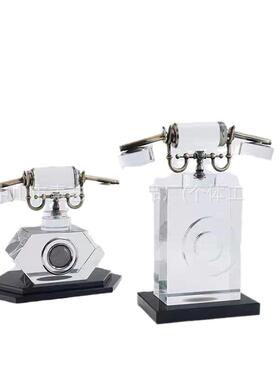 新中式复古水晶电话机摆件样板房居家客厅桌面茶几软装饰品摆件