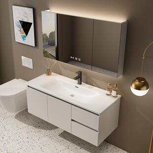 桦崟2025新款奶油风化妆室洗手脸可丽耐肤感一体盆浴室柜组合洗漱台盆摆件饰品床笠拉车