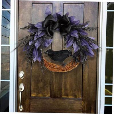 Halloween bow wreath rattan circle party decoration pendant