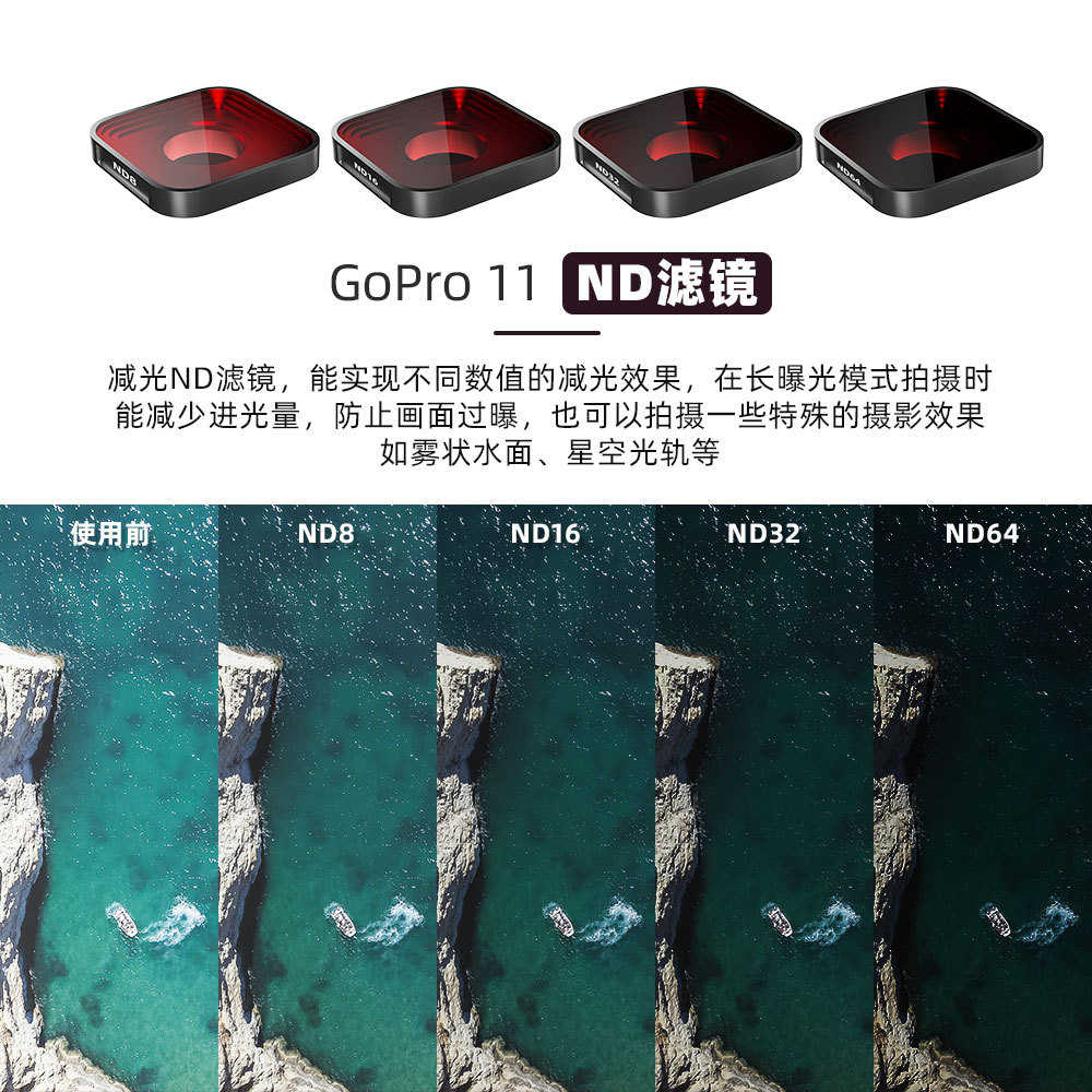 适用狗Gopro 11 10 9运动相机滤镜片ND减光镜头防过曝CPL偏振配件