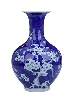 复古景德镇青花瓷花公室书架小摆件客厅装饰梅花陶瓷工艺品