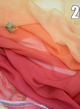 1M Gradient Chiffon Fabric Rainbow Organza Tulle Fabric For