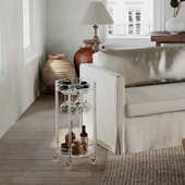 现货杯值推车力架二层颜架古风物透明置小推车带亚克酒吧高中圆形