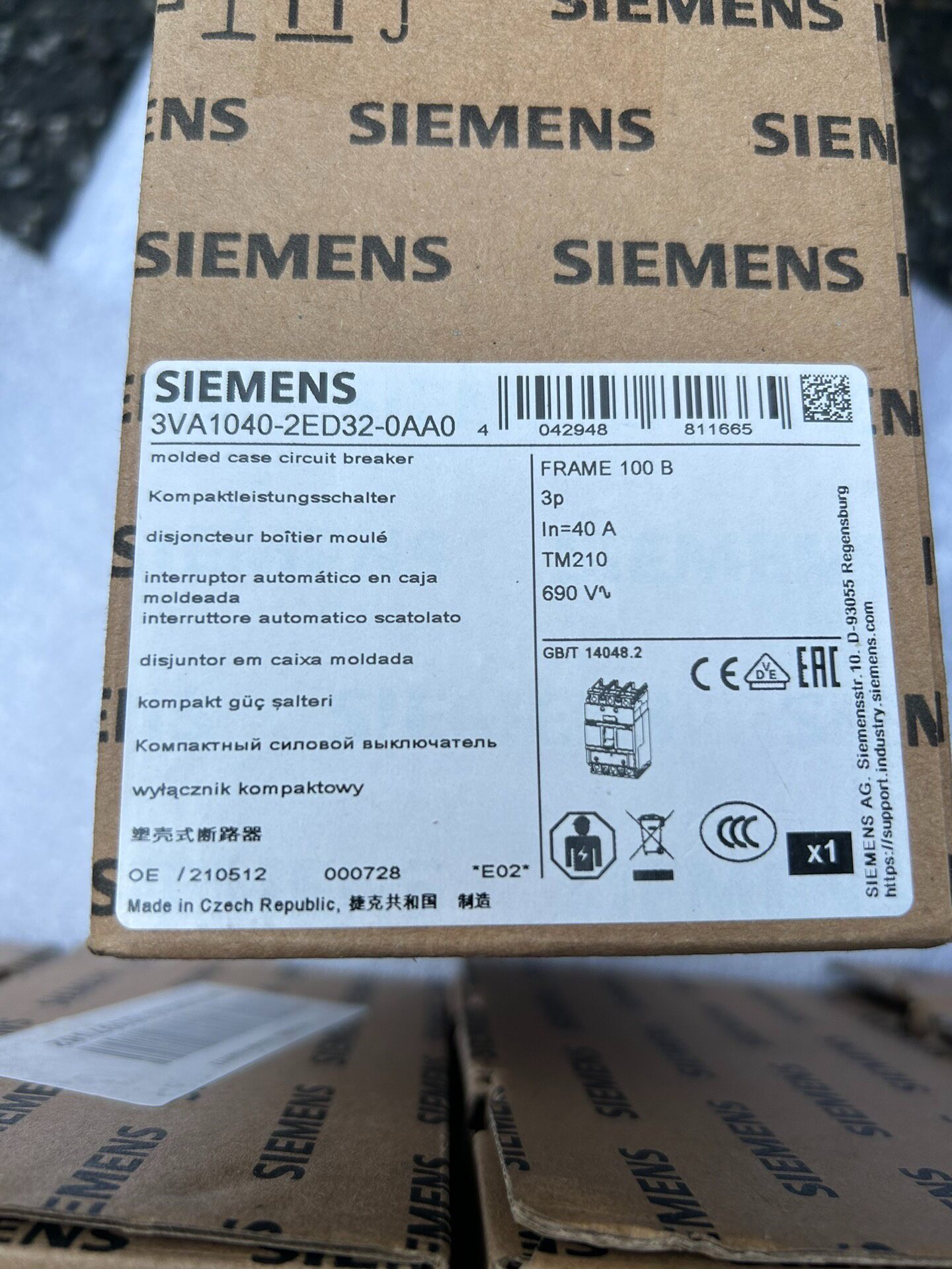 塑壳式断路器3VA1040-2ED32-0AA0