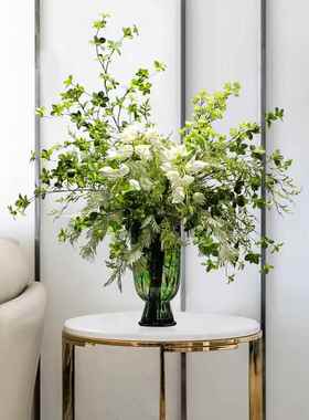 现代轻奢样板房玄饰餐餐桌酒店绿色仿真花KBB艺客厅关假花装摆厅