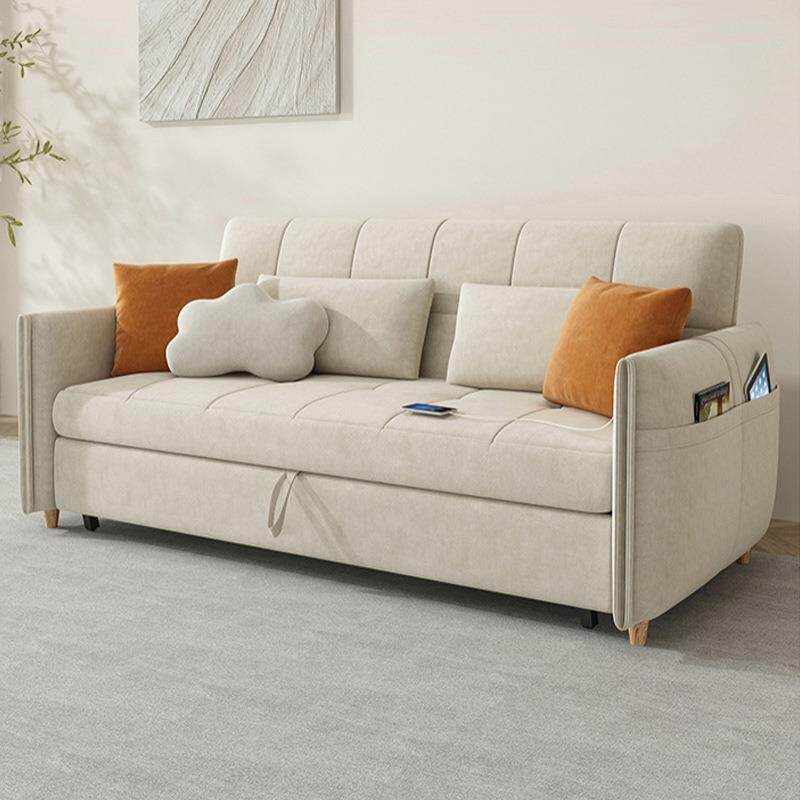 小户型推拉式折叠沙发床贵妃位收纳储物多功能客厅直排猫抓布沙发