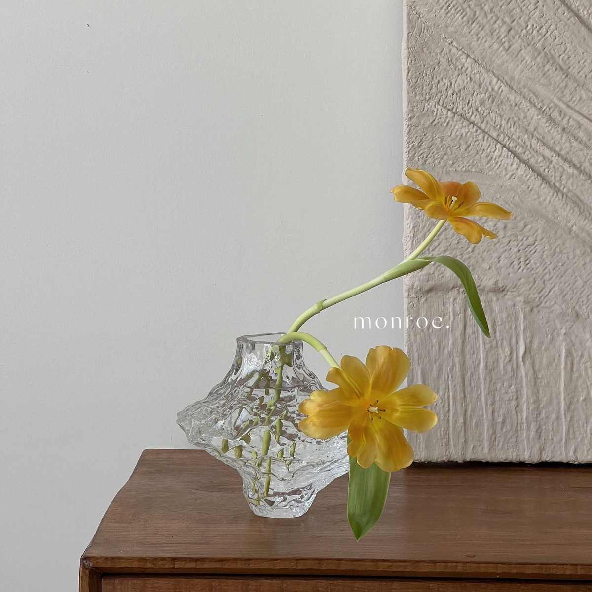 岩石纹玻璃花瓶现代透明水养不规则花器 客厅桌面样板间批发