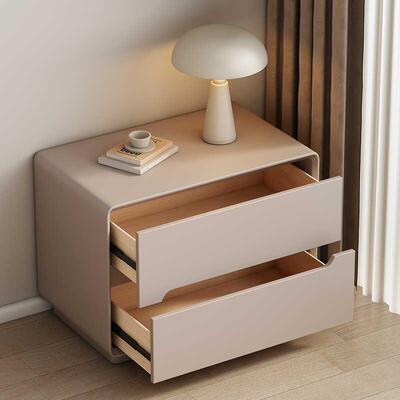 my简约现代实木烤漆室床头柜轻奢意F78HTM9M式极奶收油风卧储物简