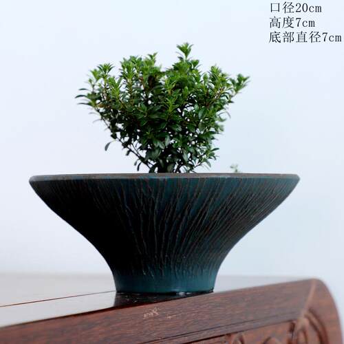 包邮爆款紫砂20cm敞口斗笠清欢大花盆民宿多肉植物绿植透气水培盆