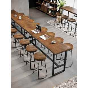 需定制实木吧台桌酒吧桌办公室靠墙高脚桌奶茶店休闲桌水吧长条桌