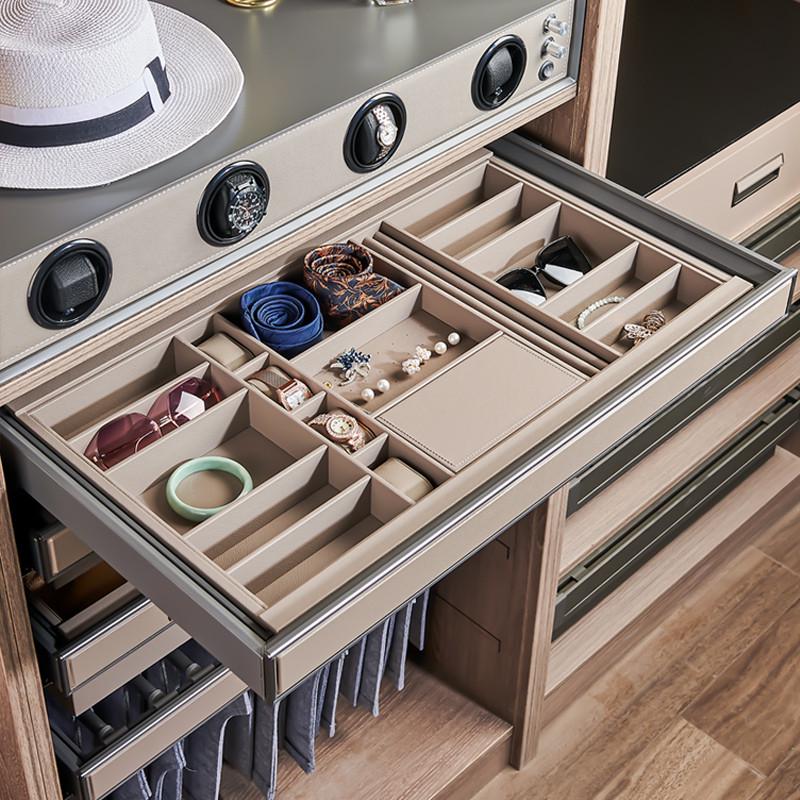 J6DA衣柜拉篮首饰盒抽屉式格子抽内置抽拉裤架可伸缩滑轨五金百宝