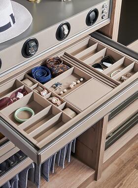 J6DA衣柜拉篮首饰盒抽屉式格子抽内置抽拉裤架可伸缩滑轨五金百宝