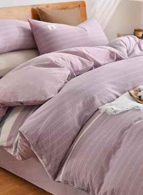 厂家色全纯四IMQ件套床上用品纯棉色织棉床棉单宿被套舍三件套