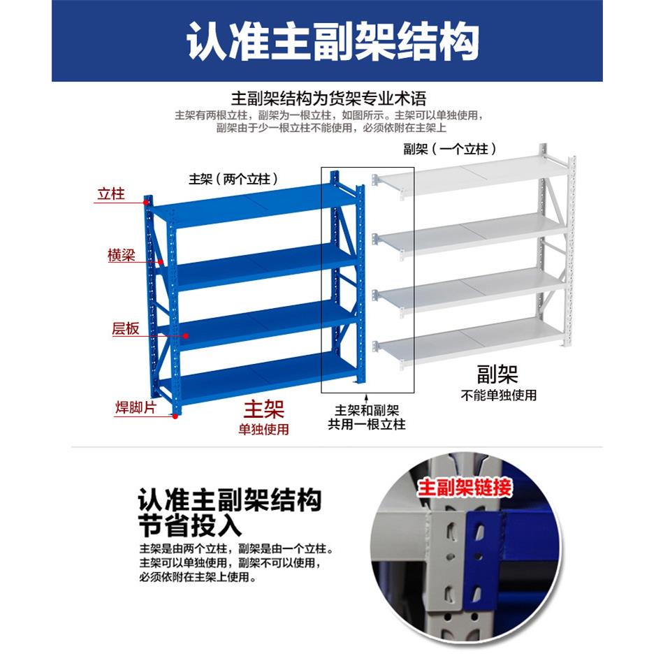 仓储货架仓库承重748200KG库房商店便店中物料快递利可层型板调钢