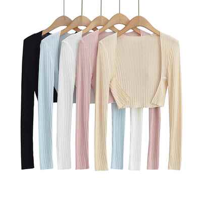 Girls' elastic thick pit stripe short ice silk knitted