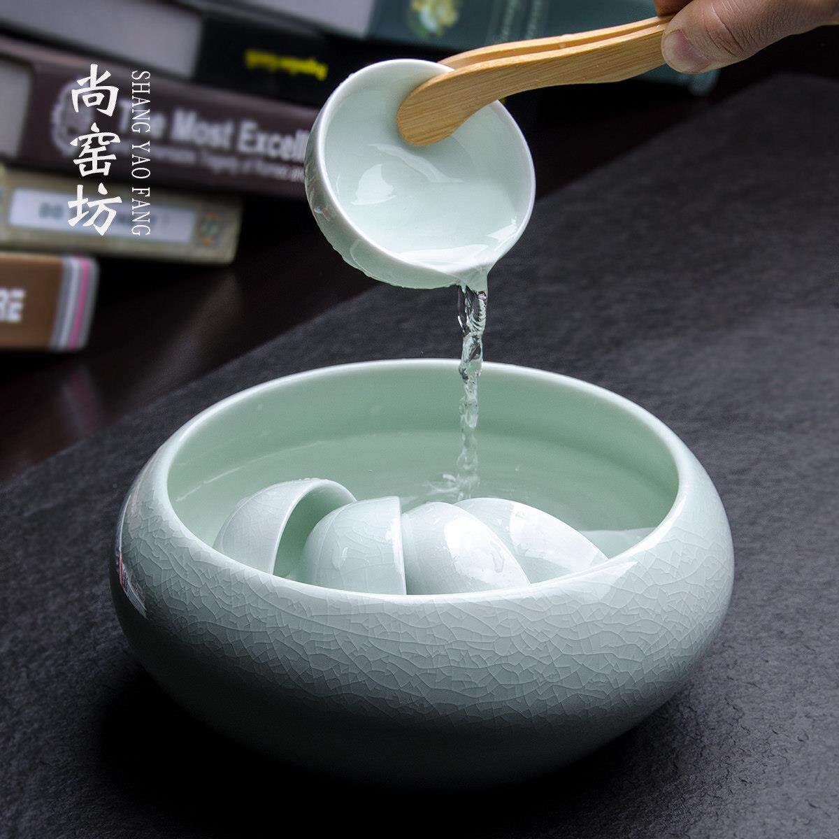 汝窑水碗洗茶杯洗碗茶道用品洗笔洗瓷洗茶杯器皿家用杯洗杯缸
