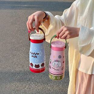 超萌陶瓷内胆可爱外出携带吸管保温杯女生高颜值便携式随行水杯子
