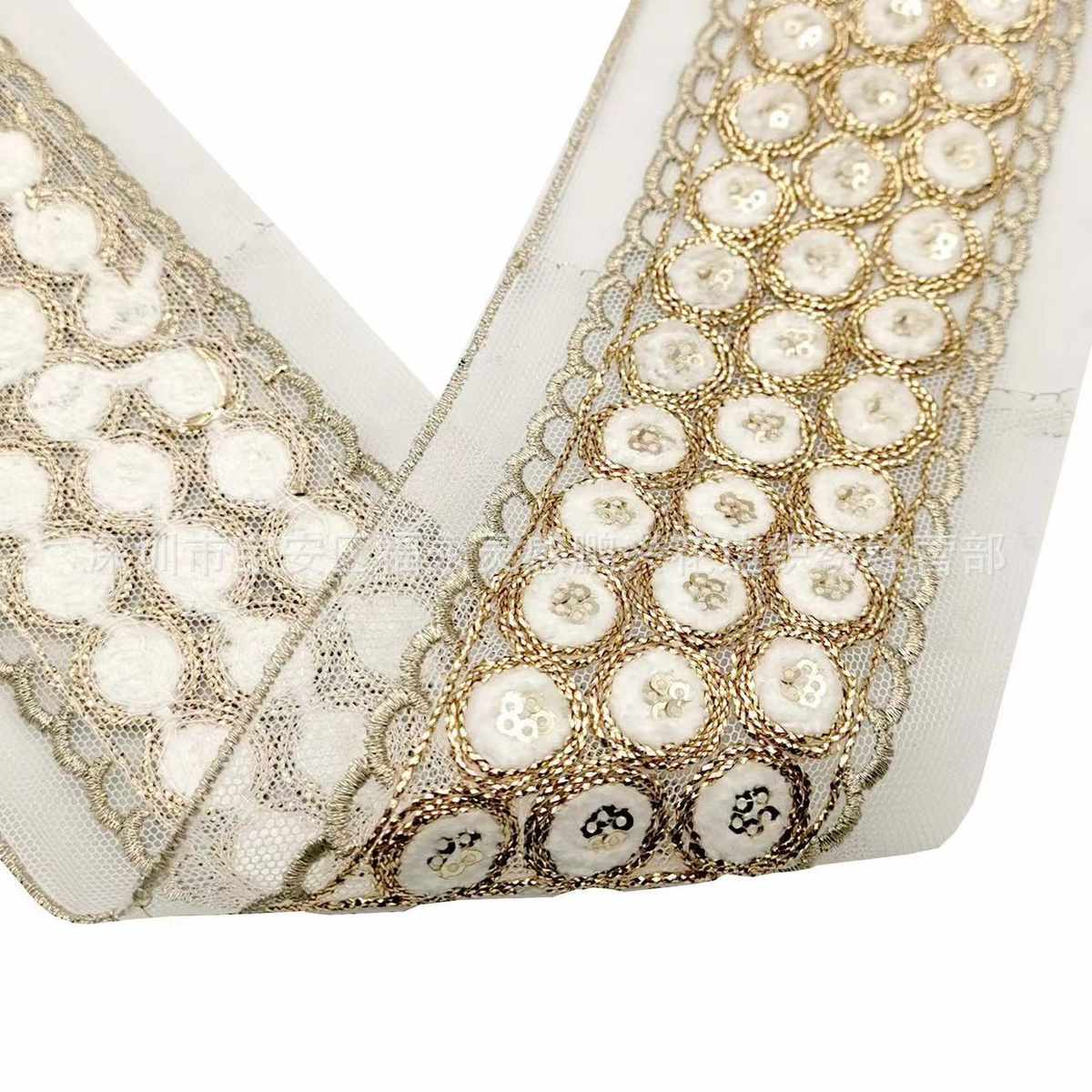 外贸货源工厂直销 圆圈金股线刺绣花边 服装箱包辅料