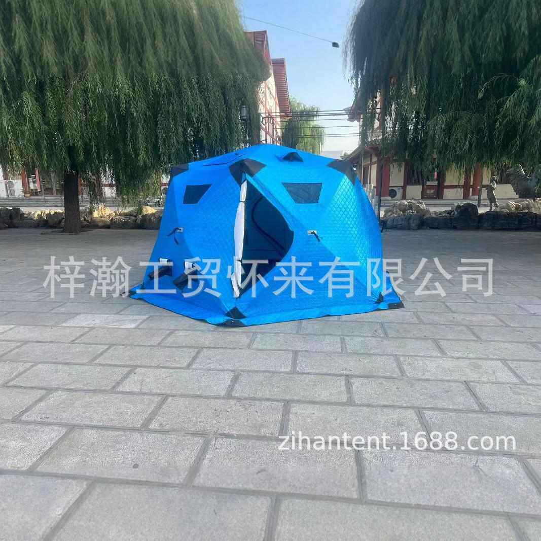 冬季户外加厚淋膜帐篷易搭建保暖防寒冰钓帐篷全自动速开六角帐篷