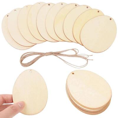 Blank Wooden Easter Eggs DIY Crafts Happy Easter Party Home