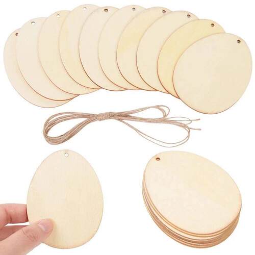 Blank Wooden Easter Eggs DIY Crafts Happy Easter Party Home