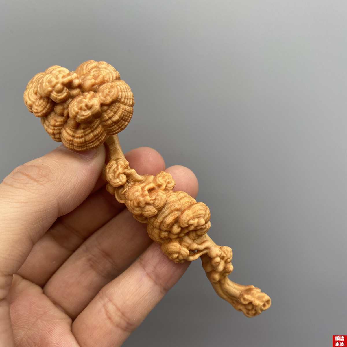 崖柏黄杨木雕刻灵芝如意实木创意手把件随身盘玩家居桌面装饰摆件