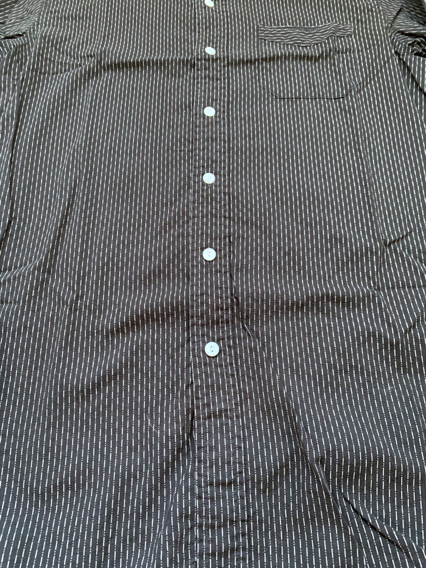 RRL Dark Brown Striped Workwear Shirt — detail