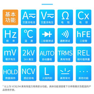 伊万VC94温度交直流背光NCV验电2KV高压全保护光伏万用表