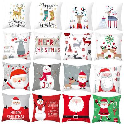 Santa Claus Reindeer Cushion Cover Merry Christmas