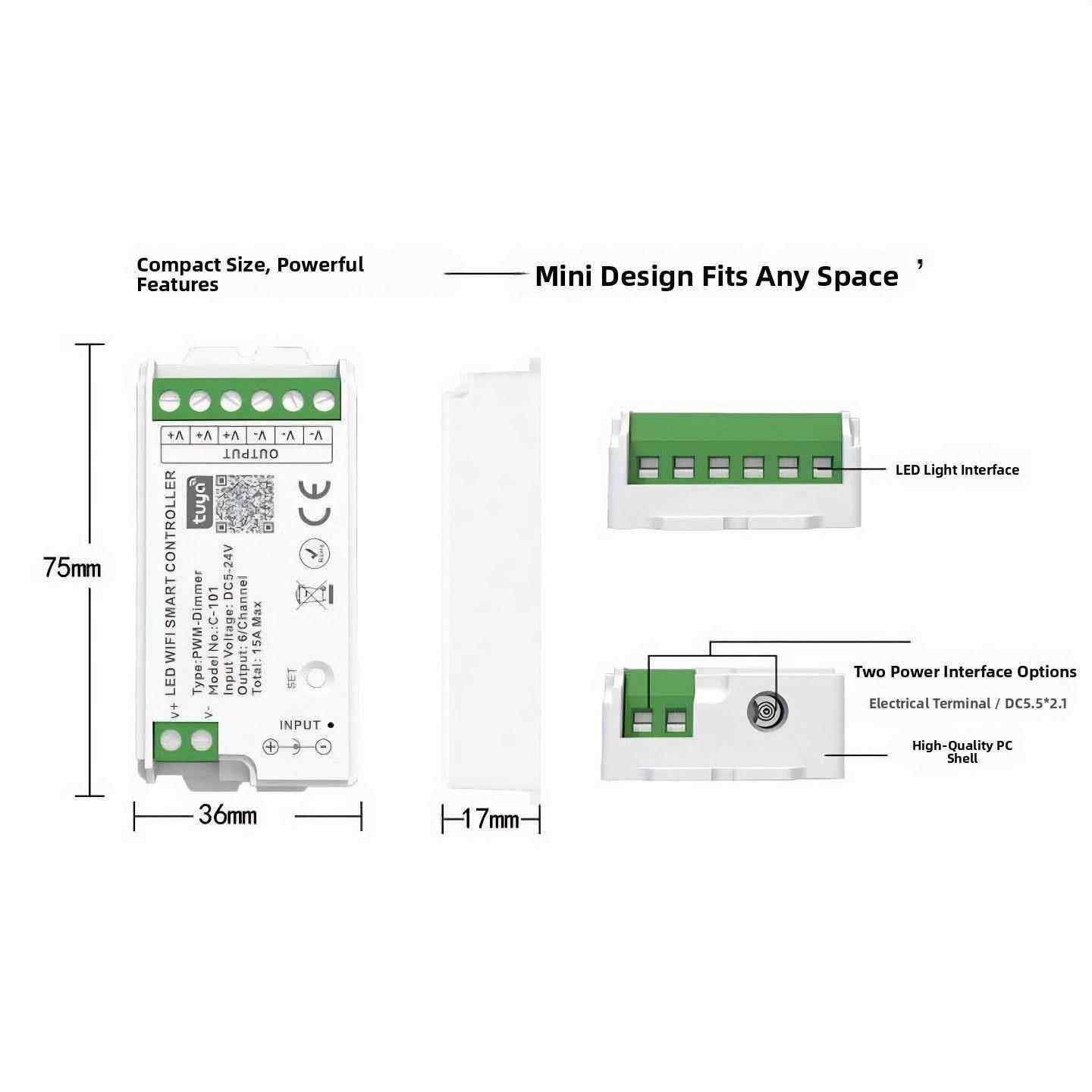 Led灯带图雅智能控制器Zigbee/Wifi遥控无级调光彩色手机应用程序