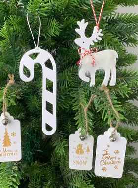 peacetime圣诞节挂件装饰品配饰原色白色木质小挂件麋鹿小木牌