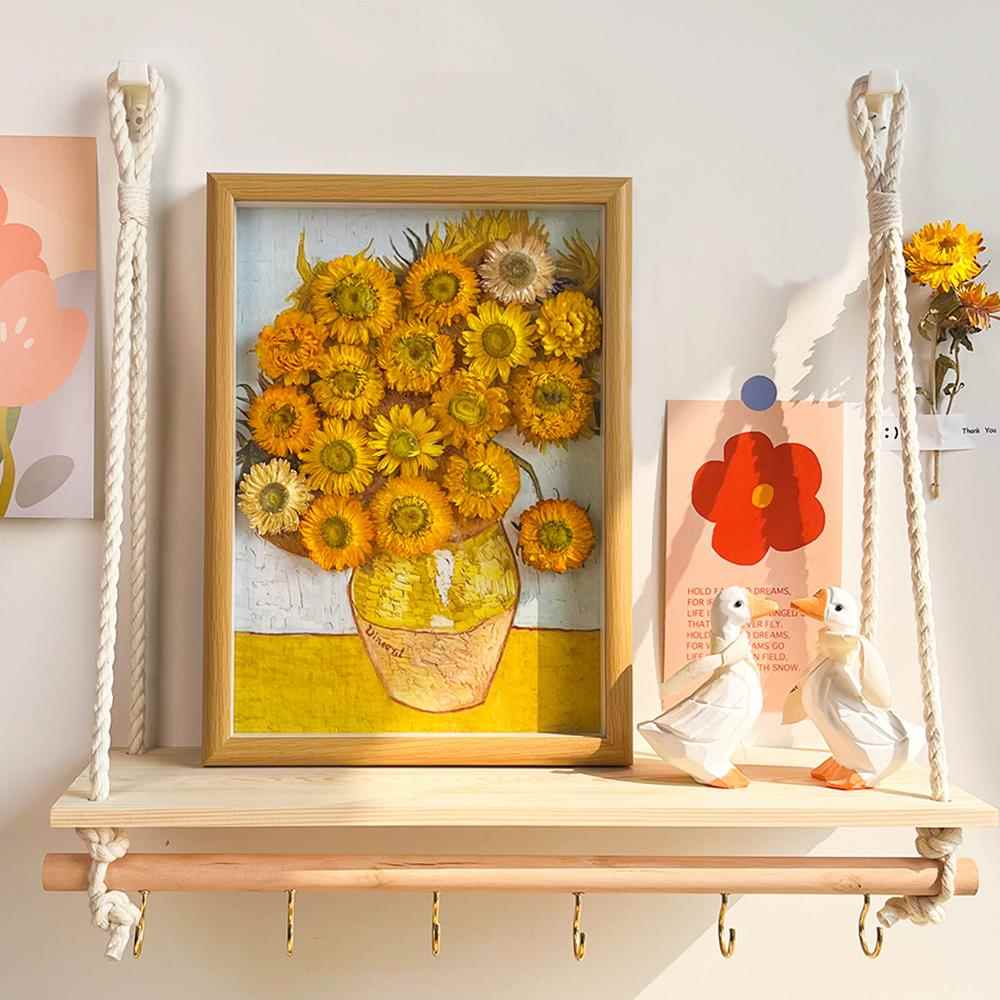 原创菠萝菊干花相框摆件高级感挂墙装饰画成品家居摆台拍照送礼物