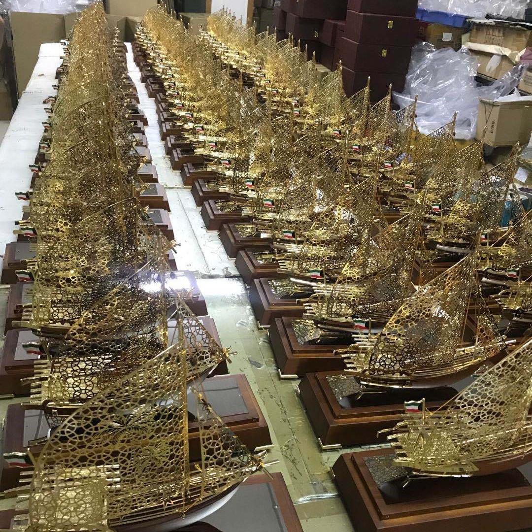 出口合沙特船阿拉中东商务金属金帆船模型摆件定制JL-S0000件礼品