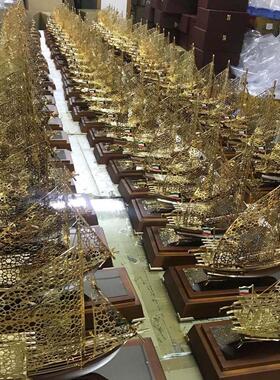 出口沙特阿拉件中东商务船金属合金帆船模型摆件定 制礼品送客户