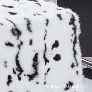 轻奢安哥拉兔毛床旗黑白奶牛床旗沙发座椅盖毯样板间高颜值床尾巾