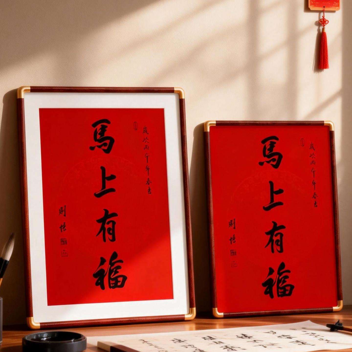 南9普陀马上有年福相框空20框26春联挂墙3SZ222灵0寸4*74装裱画框