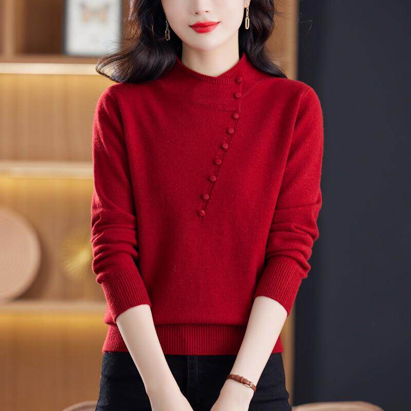 中年妈妈内搭打底衫2024新款春秋款女装时尚上衣服秋冬季洋气毛衣