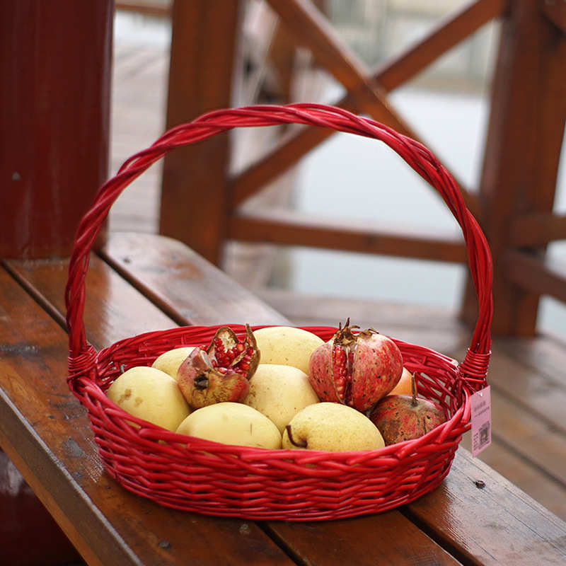柳藤编水果篮送礼用品包装篮手提编织篮子超市展示收纳购物篮
