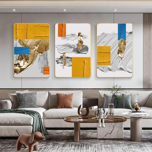 新款直销北欧现代客厅装饰画轻奢抽象三联画沙发背景墙上挂画简约